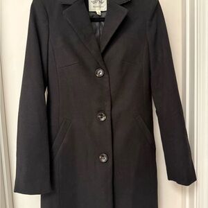 Maralyn & Me Black Wool-Blend Single-Breasted Pea Coat